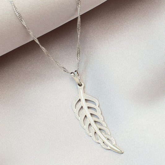 Angel Feather Necklace (Silver)