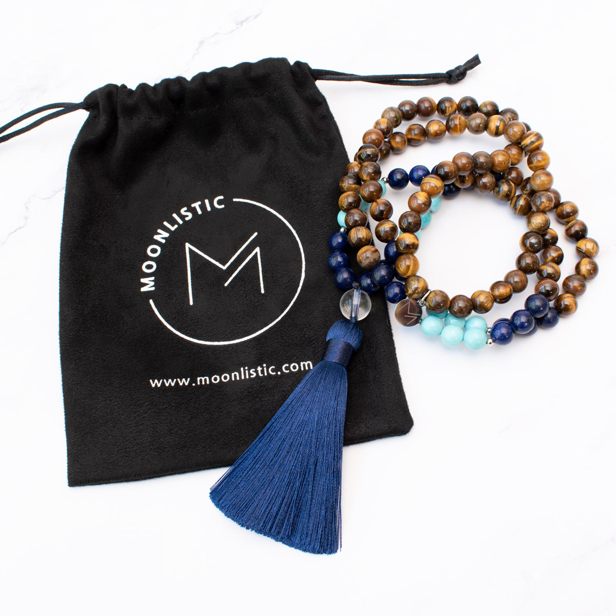 The Universe Mala - Tiger's Eye, Turquoise and Lapis Lazuli
