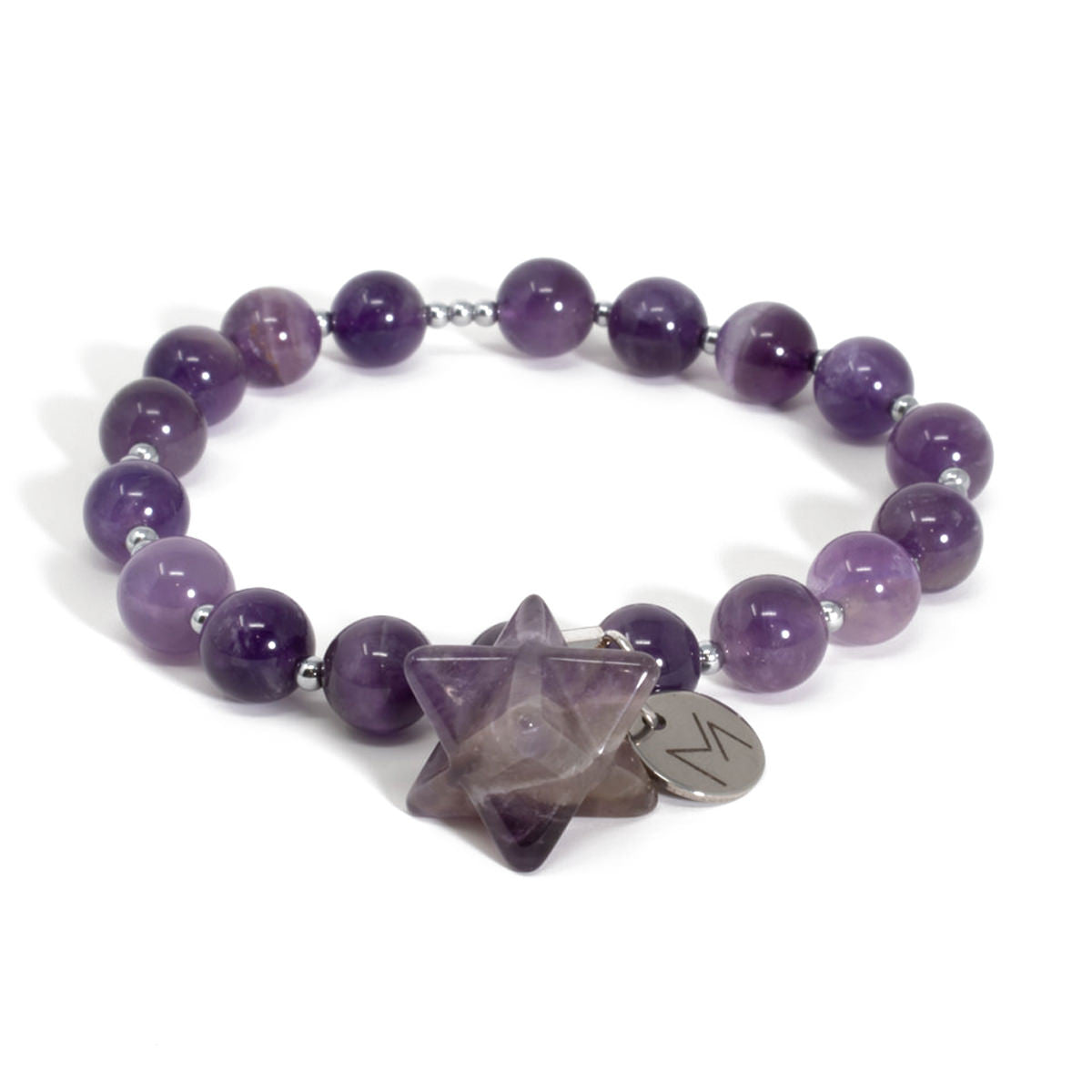 Amethyst Bracelet Merkaba Charm