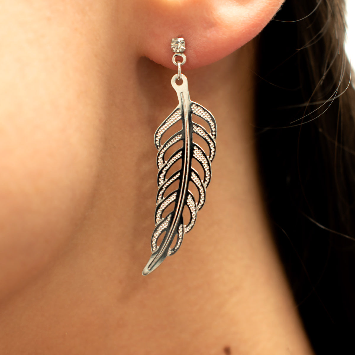 Angel Feather Earrings (Silver)