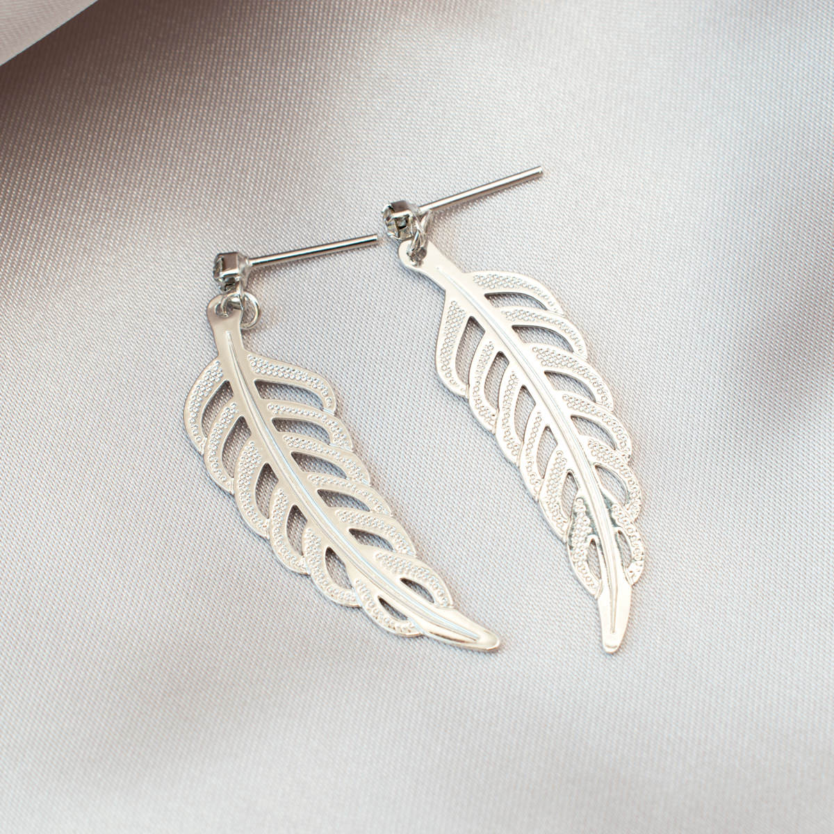 Angel Feather Earrings (Silver)