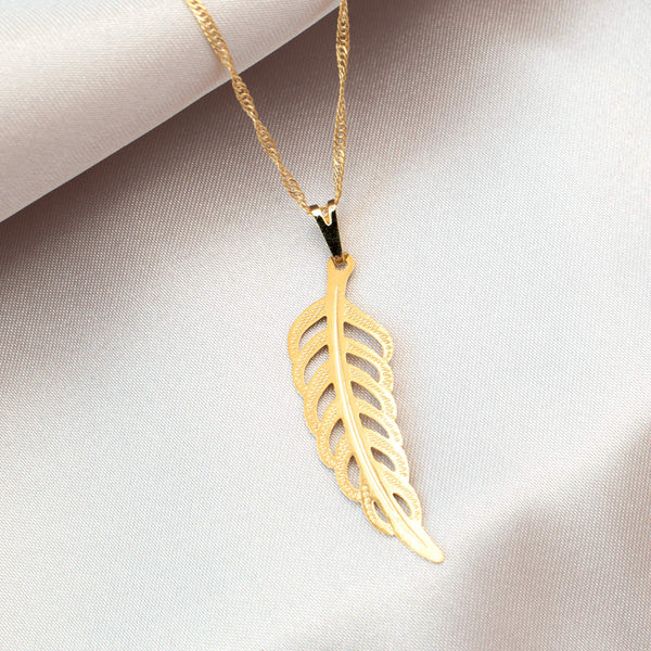 Angel Feather Necklace (Gold)