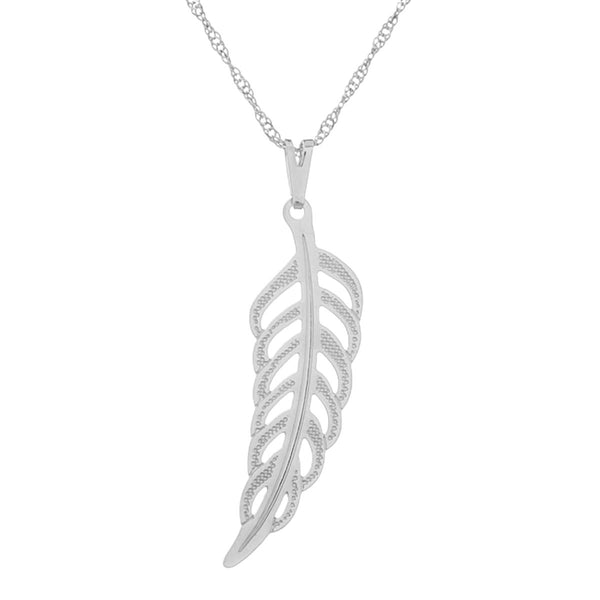 Angel Feather Necklace (Silver)
