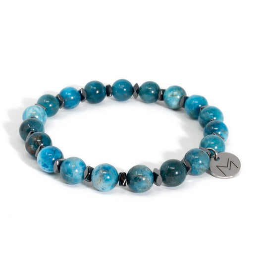 Blue Apatite and Hematite Bracelet