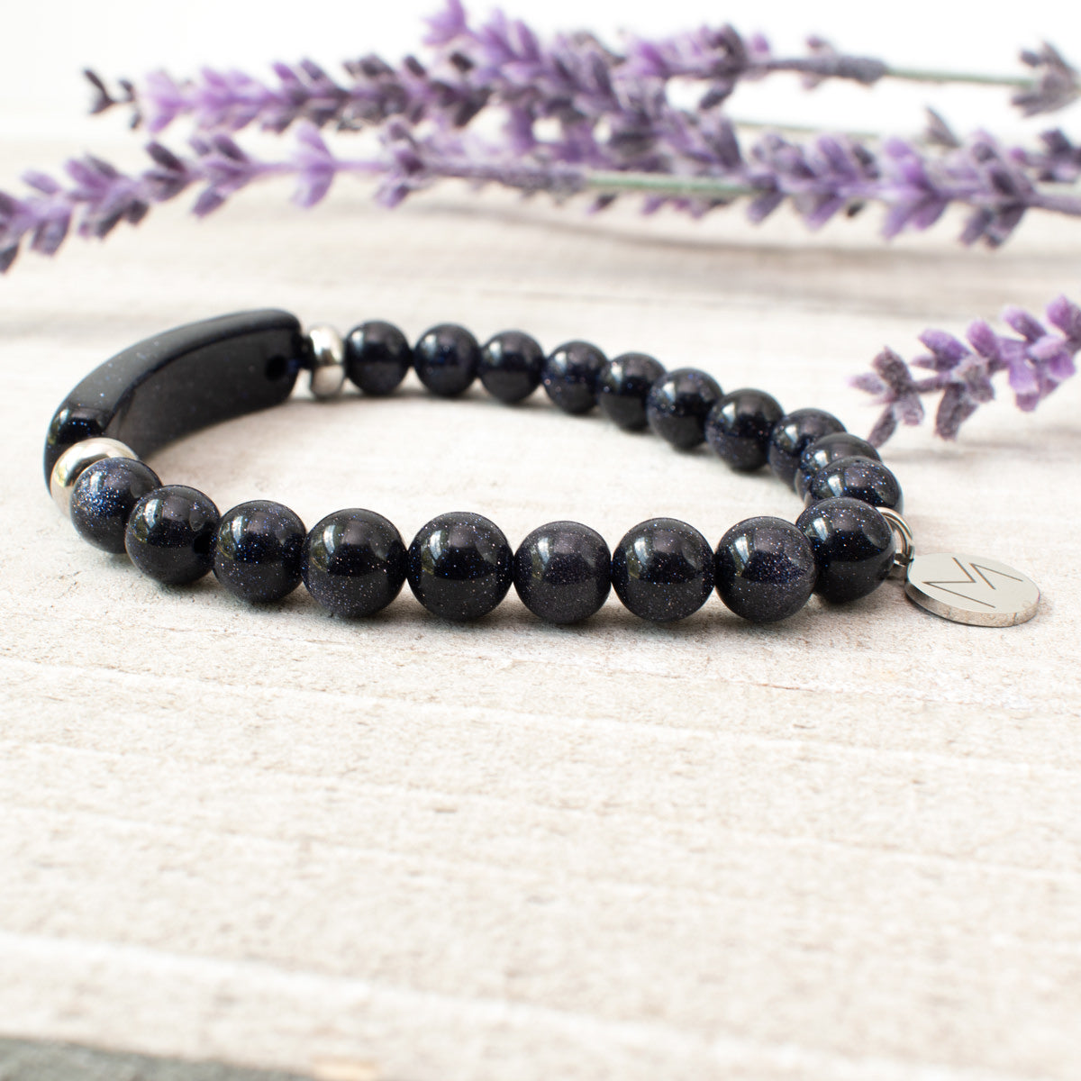 Blue Goldstone Bracelet (Heart Charm)