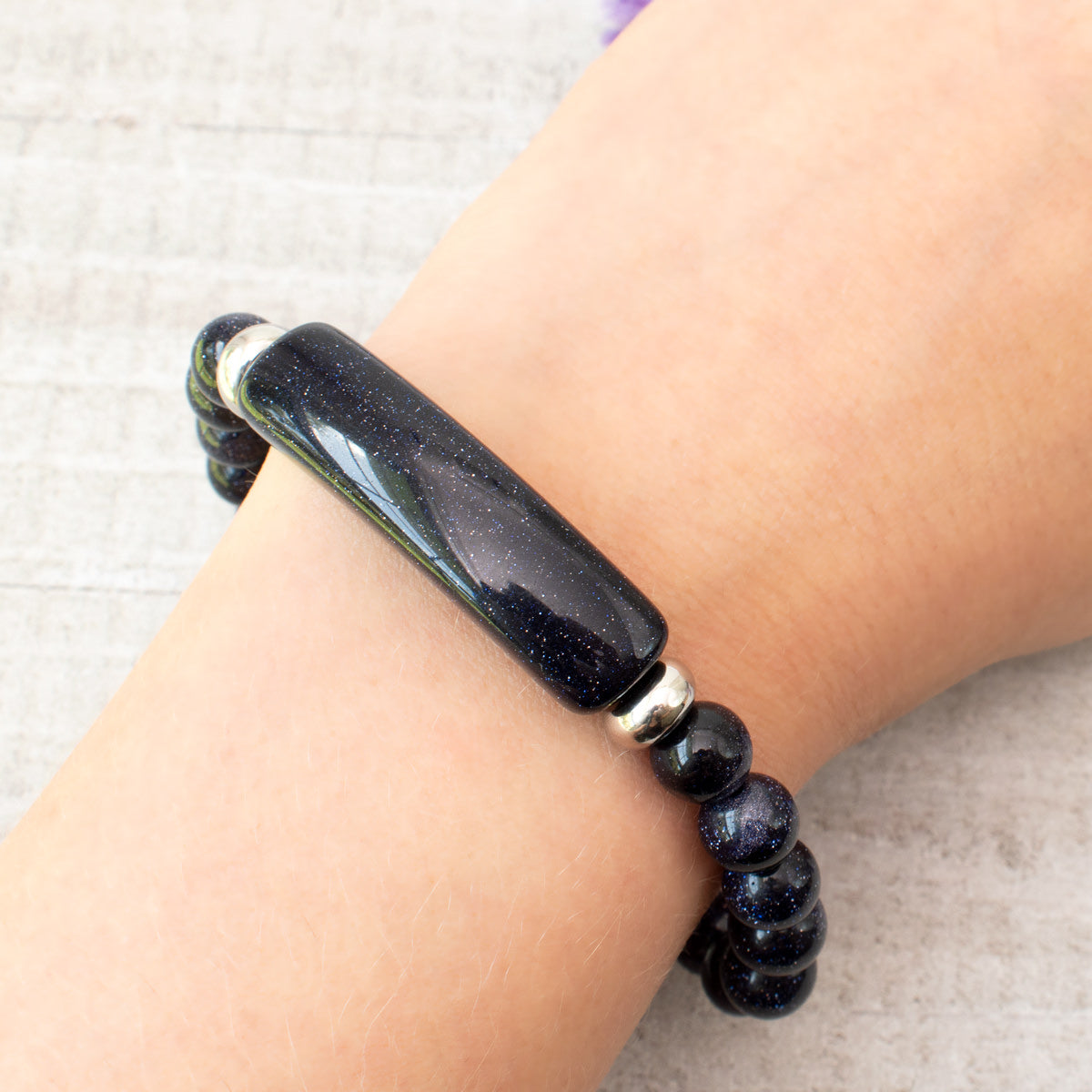 Blue Goldstone Bracelet (Heart Charm)