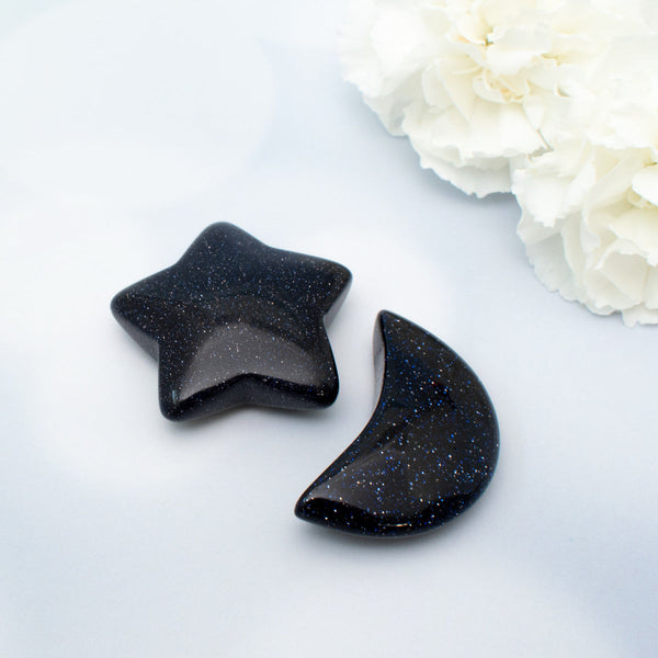 Blue Goldstone Moon and Star Set