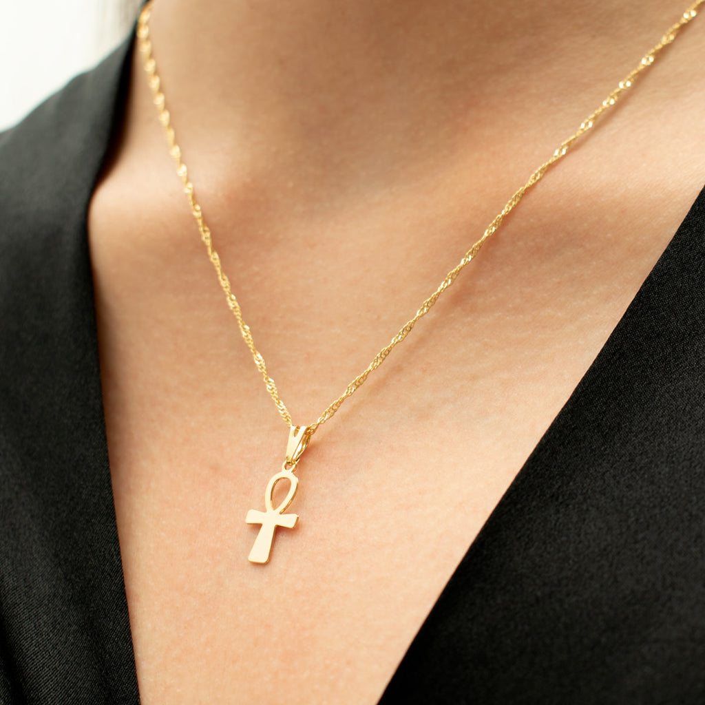 Eternal Ankh Cross Necklace (Gold)