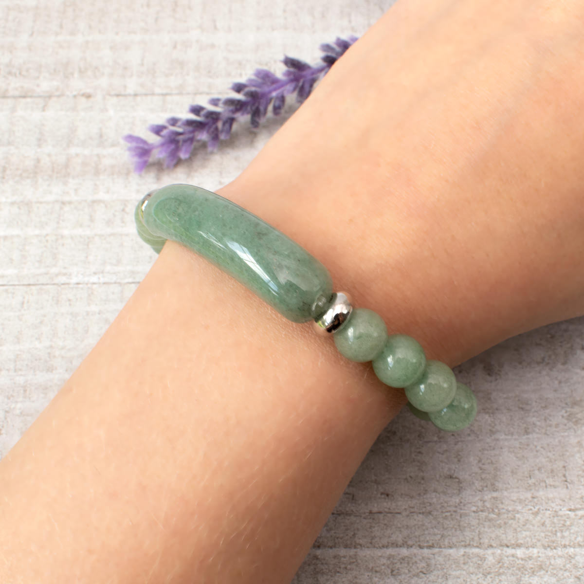 Green Aventurine Bracelet (Heart Charm)