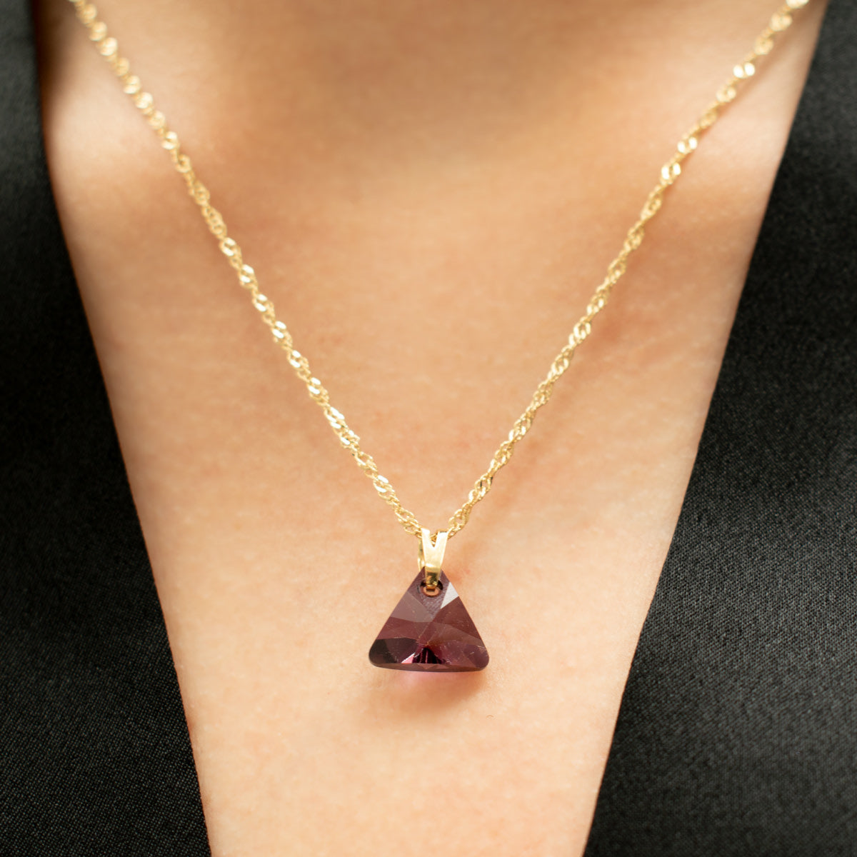 Lilac Shadow Triangle Necklace (Gold)