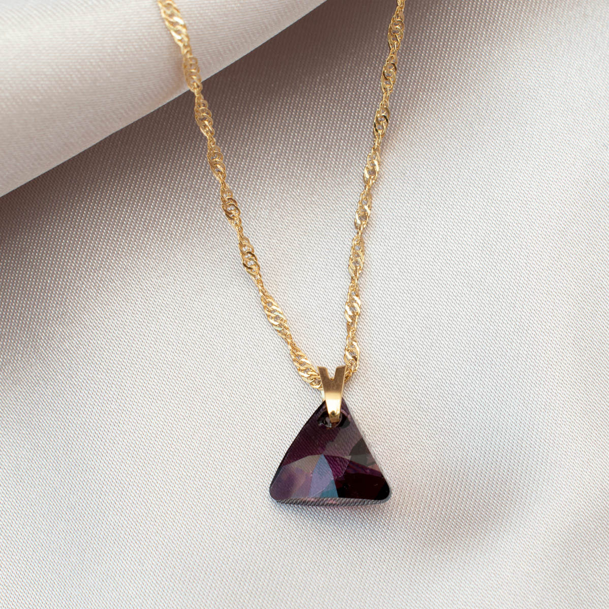 Lilac Shadow Triangle Necklace (Gold) | Moonlistic