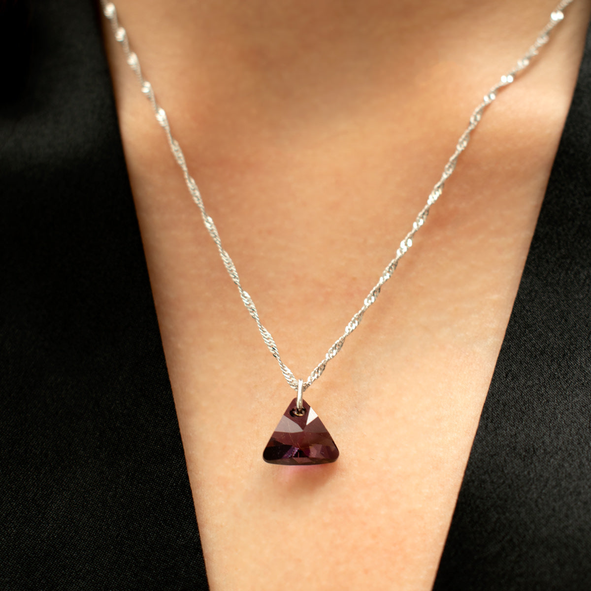 Lilac Shadow Triangle Necklace (Silver)