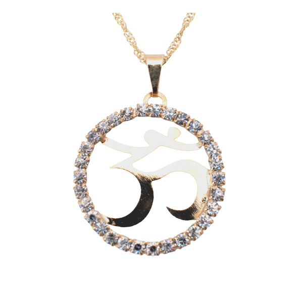 Om Symbol Circle Necklace (Gold)