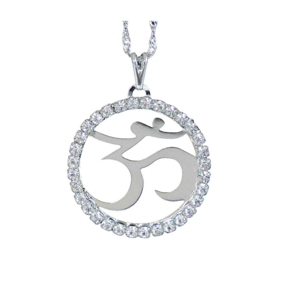 Om Symbol Circle Necklace (Silver)