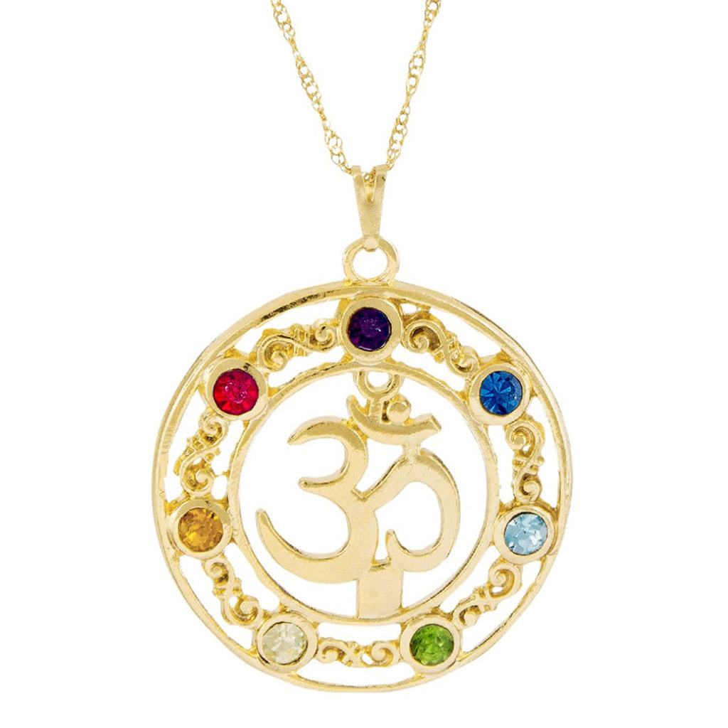 Om-Symbol-&-7-Chakras-Mandala-Necklace-(Gold)
