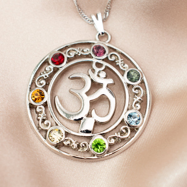 Cho Ku Rei Reiki Symbol & 7 Chakras Necklace (Gold)
