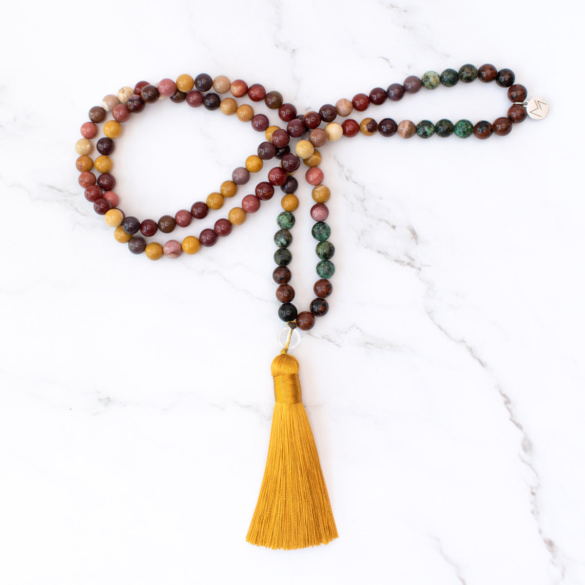 The Autumn Mala - African Turquoise; Mahogany Obsidian and Mookaite Jasper