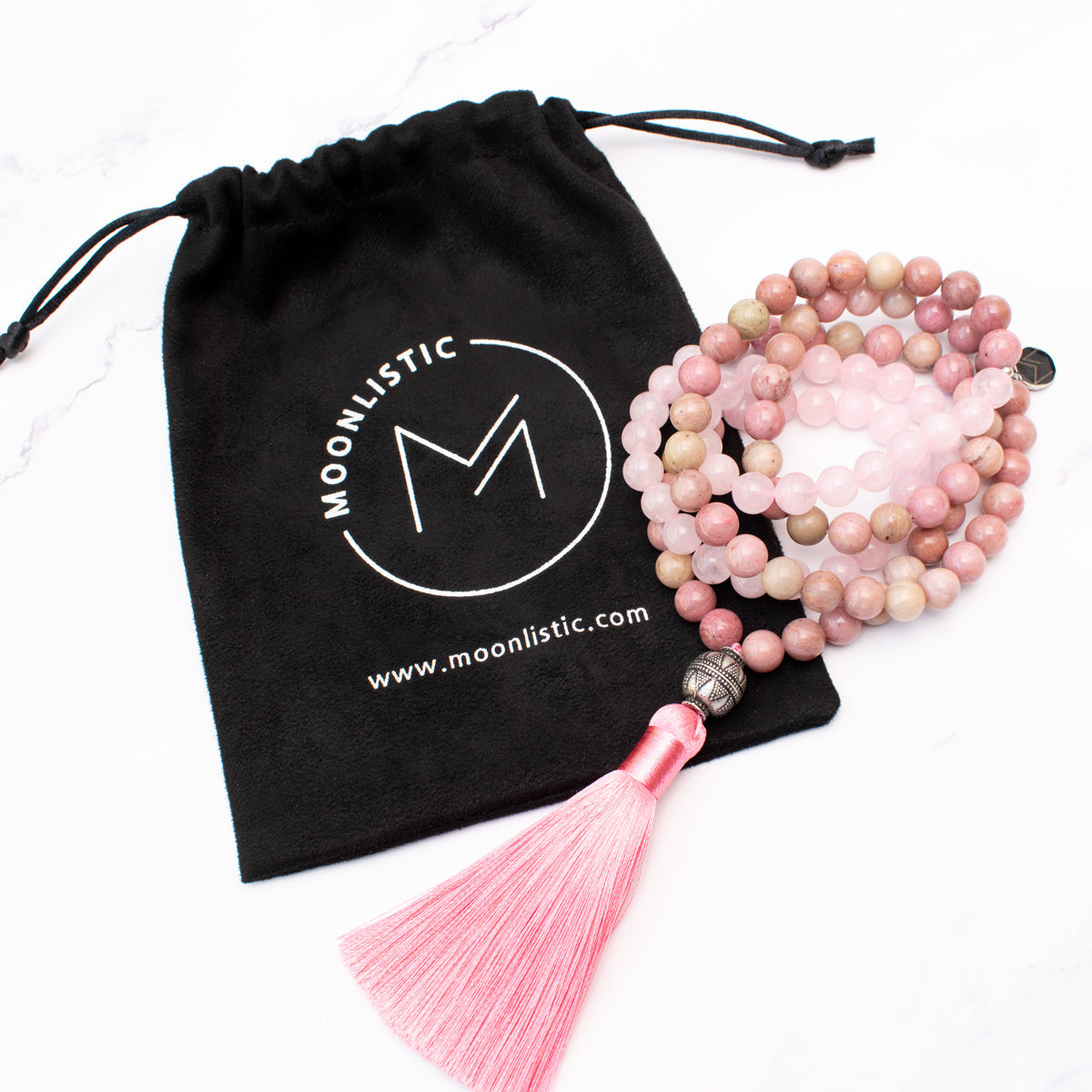 The Divine Mala - Rose Quartz and Rhodochrosite