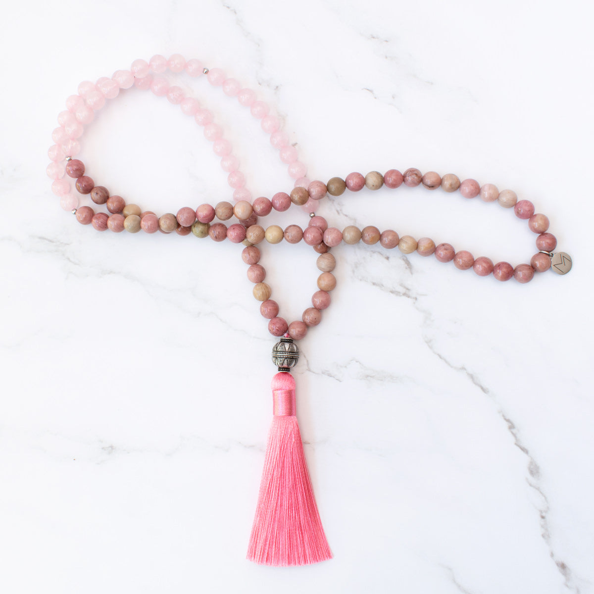 The Divine Mala - Rose Quartz and Rhodochrosite