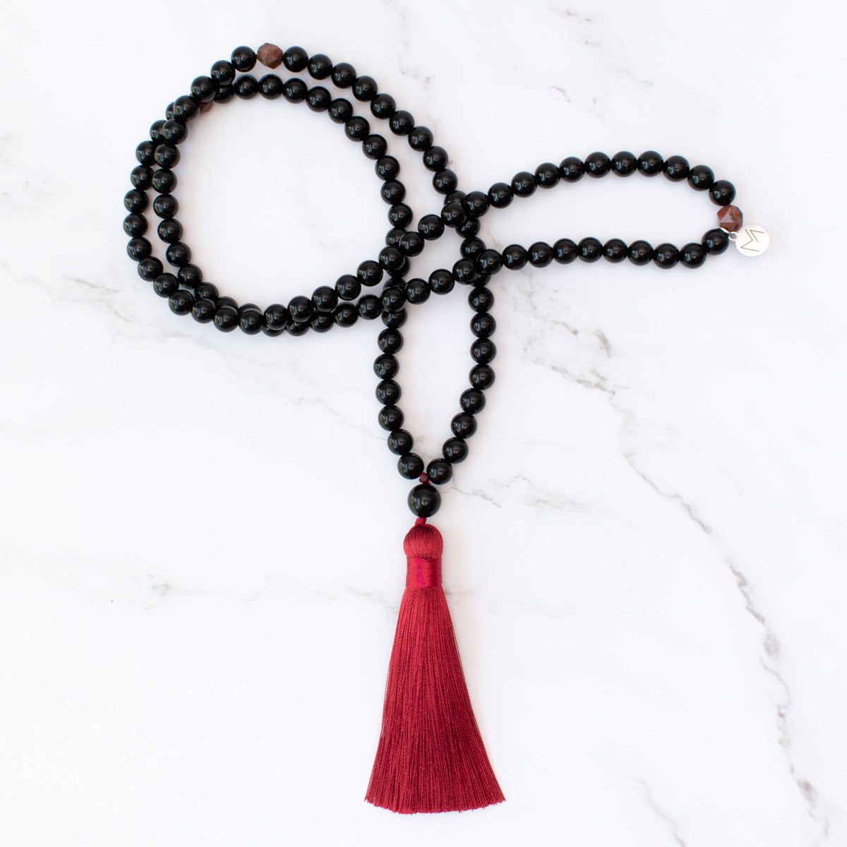 The Fire Mala - Black Onyx and Red Jasper