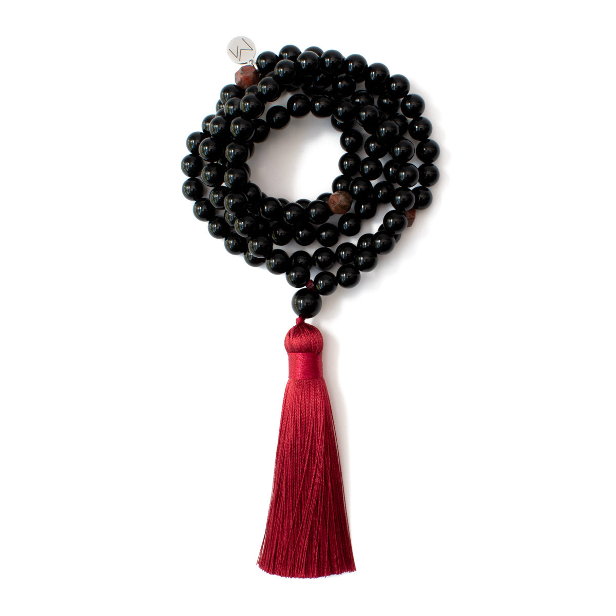 The Fire Mala - Black Onyx and Red Jasper