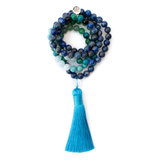 The Ocean Mala - Blue Lace Agate, Chrysocolla, Green Aventurine, Lapis Lazuli & Turquoise