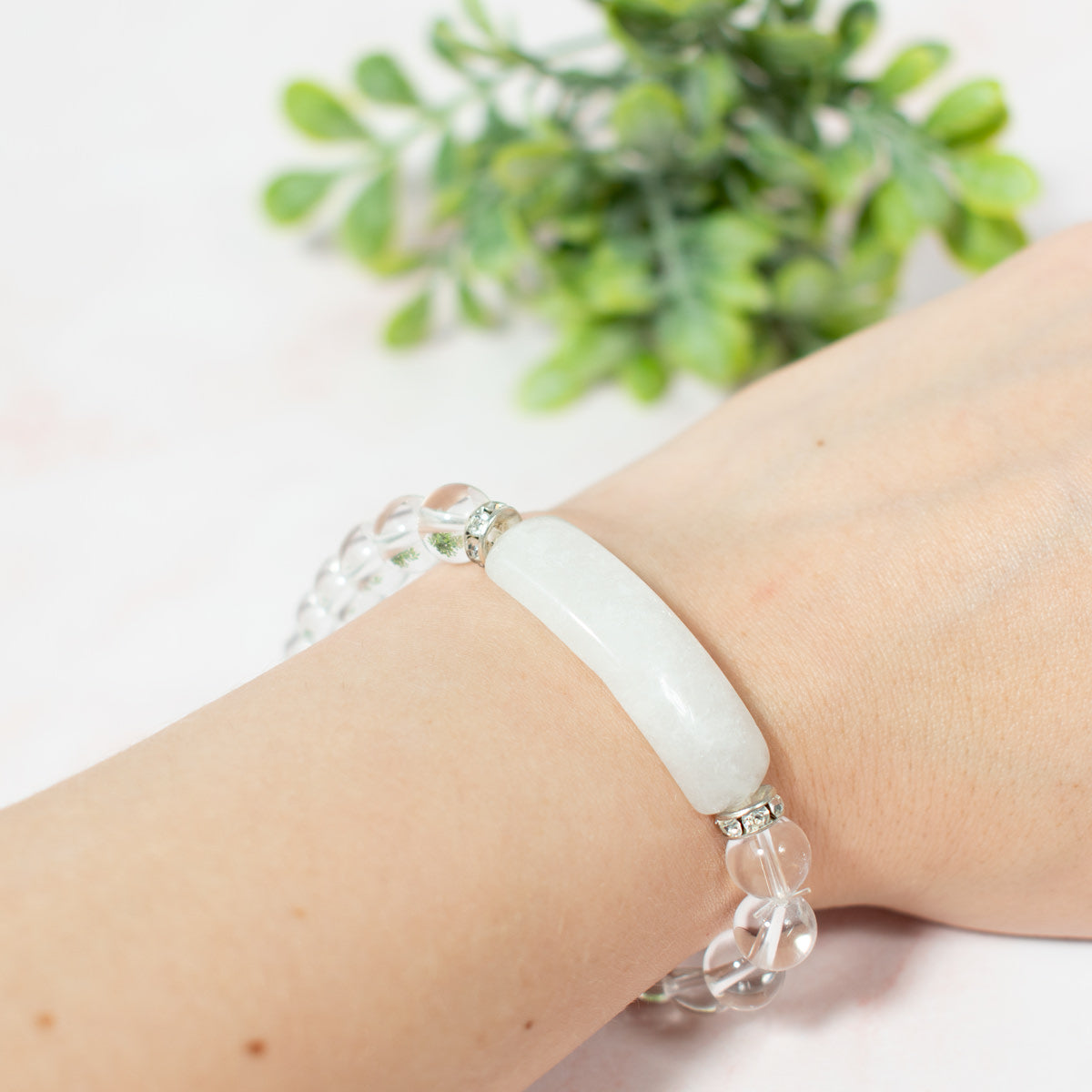 Clear Quartz Bracelet (Heart Charm)