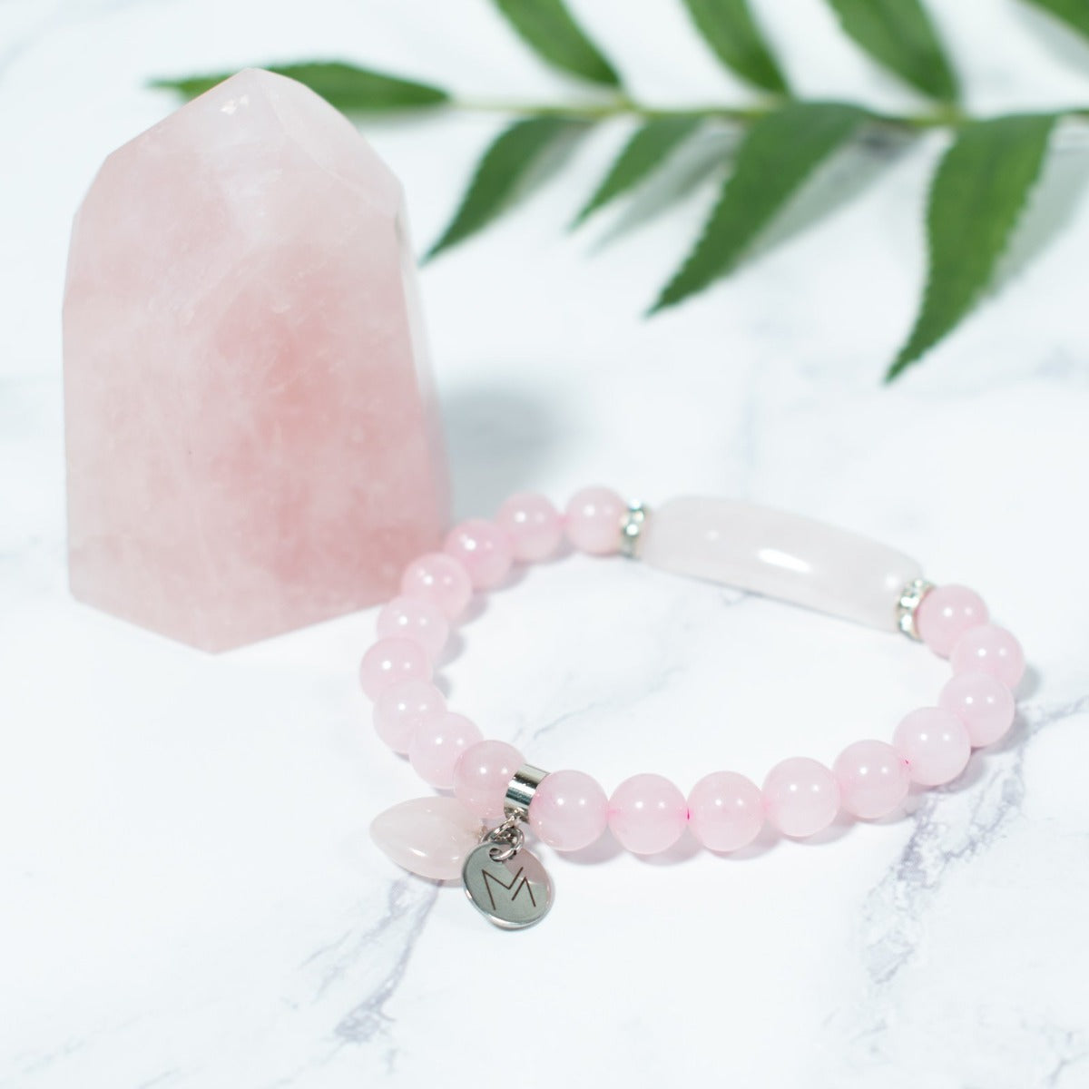 Rose Quartz Bracelet (Heart Charm)