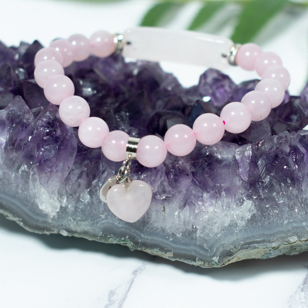 Rose Quartz Bracelet (Heart Charm)